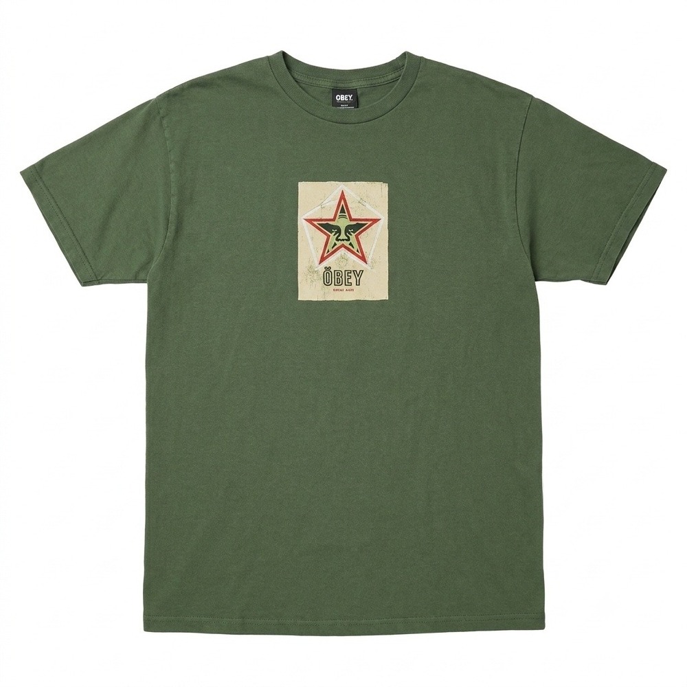 Obey Size M Salad Days T-Shirt Giant Star Graphic Olive Green Mens Streetwear